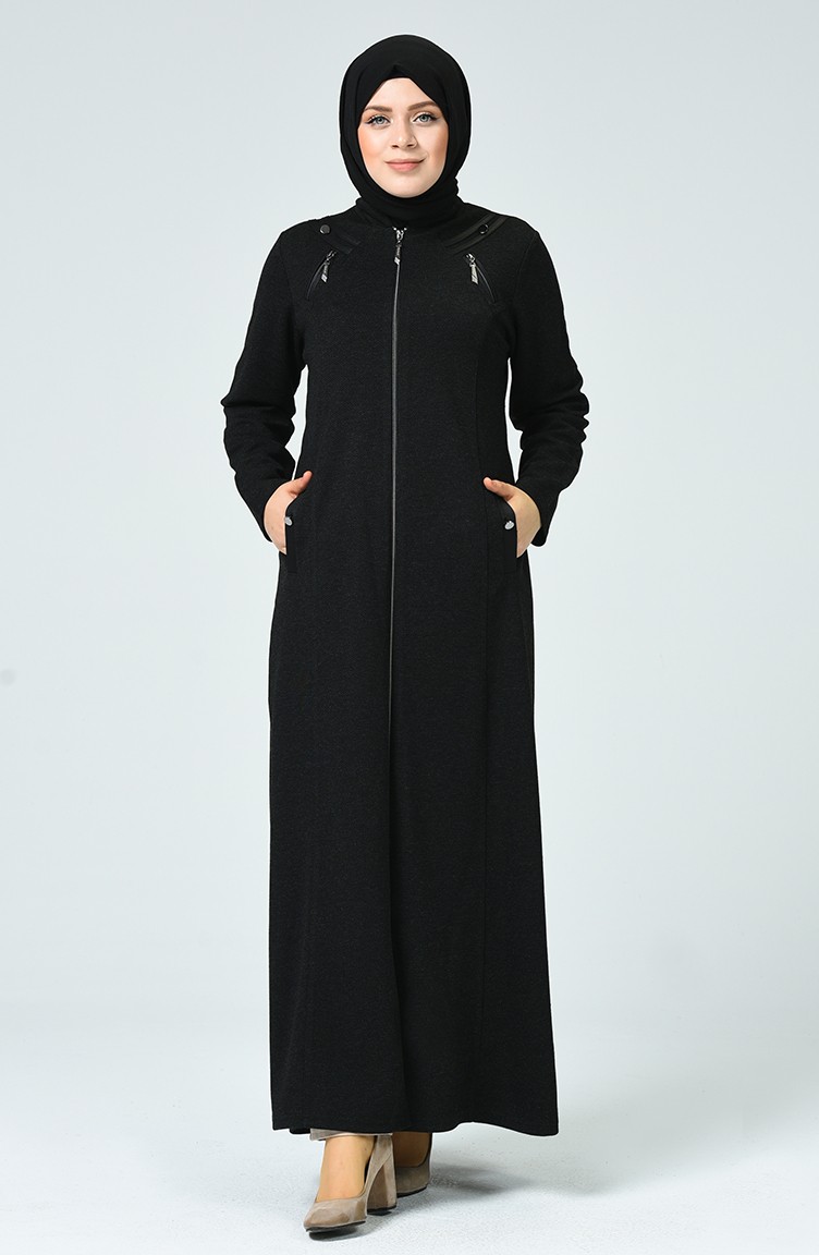 Abaya Hivernal Fermeture Grande Taille 0226 01 Noir 0226 Abaya Hivernal Fermeture Grande Taille 0226 01 Noir 0226