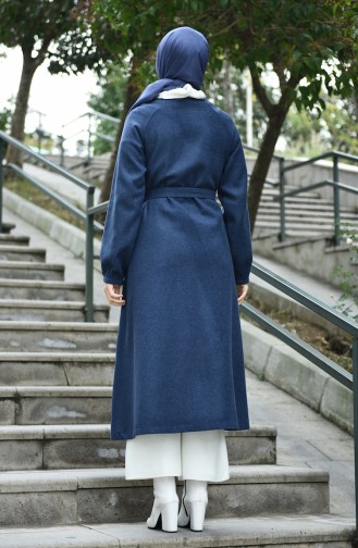 Buttoned Belt Coat Indigo 5002-04