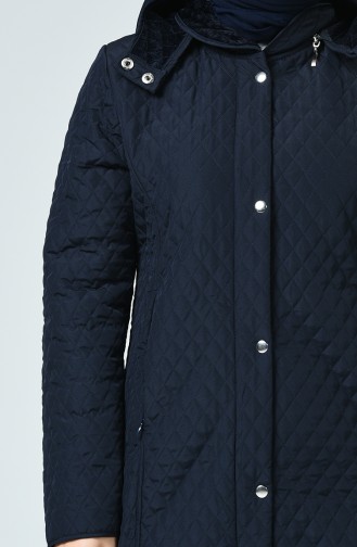 Manteau à Motifs 0823-02 Bleu Marine 0823-02