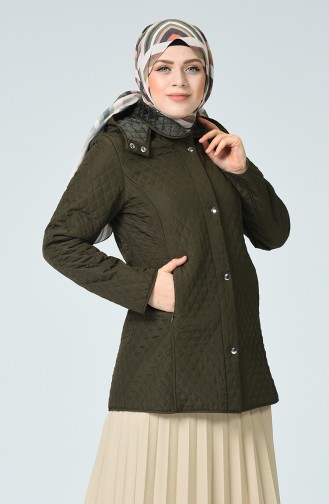 Manteau à Motifs 0823-03 Khaki 0823-03