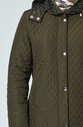 Manteau à Motifs 0823-03 Khaki 0823-03