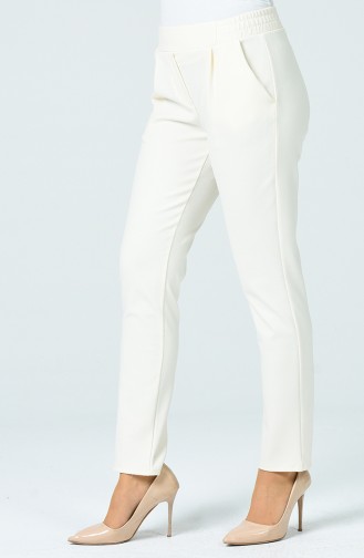 Pantalon Plisée Avec Poche 1162PNT-01 Crème 1162PNT-01