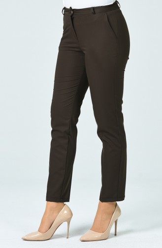 Pockets Straight Trousers Brown 1230PNT-05