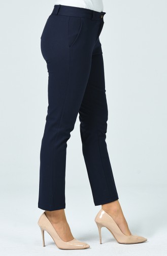 Pockets Straight Trousers Navy Blue 1231PNT-01