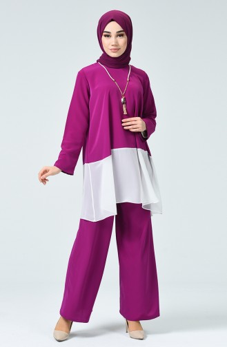 Necklace Tunic Trousers Double Suit 1003-01 Purple 1003-01