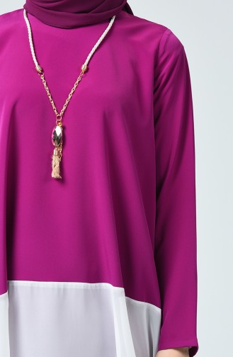 Ensemble Deux Pieces Tunique Pantalon Avec Collier 1003-01 Pourpre 1003-01