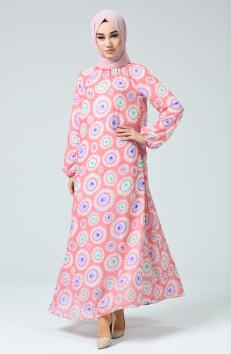 Coral Hijab Dress 7249-02