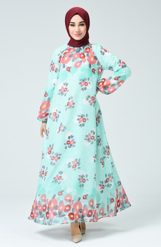 Mint Green Hijab Dress 7252-04