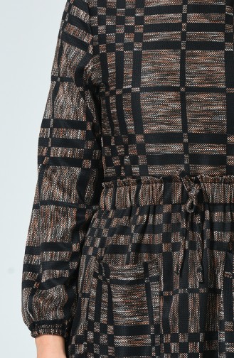 Patterned Pocket Dress Brick 1201A-02