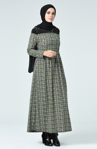 Khaki Hijab Dress 1253A-03