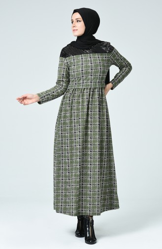 Khaki Hijab Dress 1253A-03