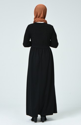 Fermuarlı Garnili Elbise 6770-04 Siyah