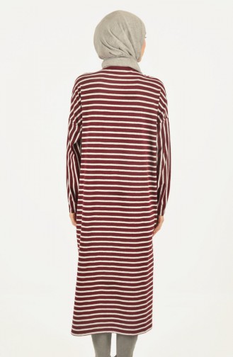 Striped Slit Tunic Bordeaux 1424-01