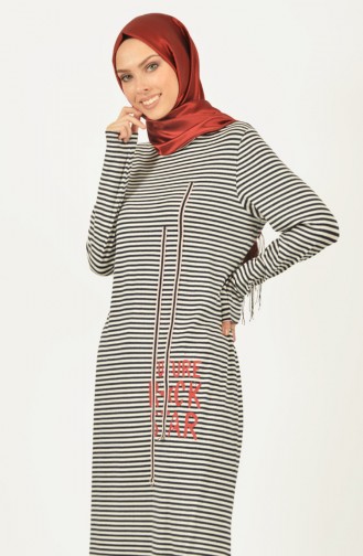 Striped Long Tunic Navy Blue White 1433-01