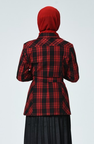 Veste Hivernale à Motifs Carreaux 9169-01 Rouge 9169-01