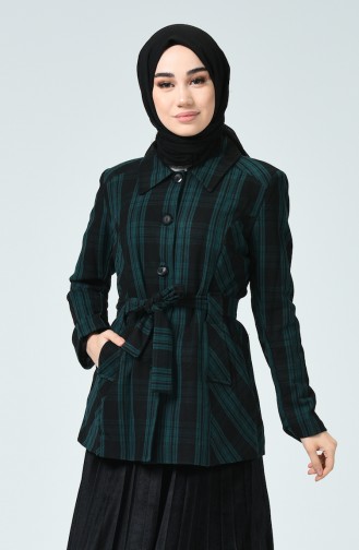 Veste Hivernale à Motifs Carreaux 9169-02  Vert émeraude 9169-02