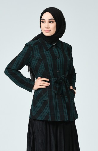 Veste Hivernale à Motifs Carreaux 9169-02  Vert émeraude 9169-02