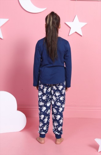 Kız Çocuk Uzun Kol Pijama Takımı 802012-A Lacivert