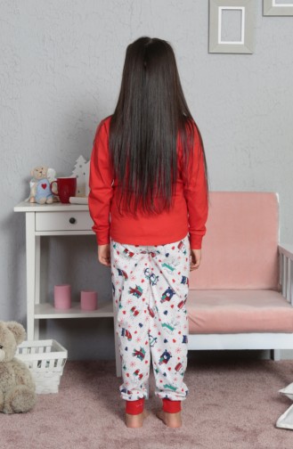 Kız Çocuk Uzun Kol Pijama Takımı 802105-A Nar Çiçeği