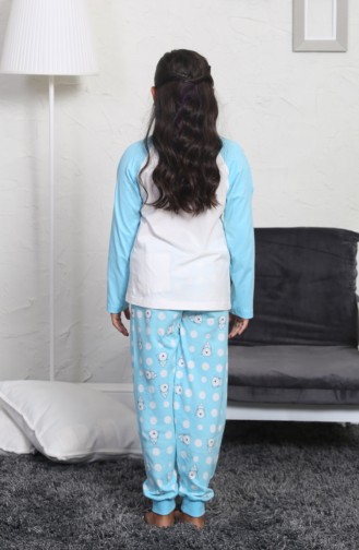 Ensemble Pyjama à Manches Longues Pour Enfant Fille 802132-A Bleu Clair 802132-A