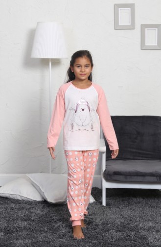 Ensemble Pyjama à Manches Courtes Pour Enfant Fille 802132-B Rose 802132-B