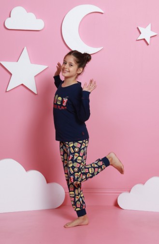 Kız Çocuk Pijama Takımı 902107-A Lacivert