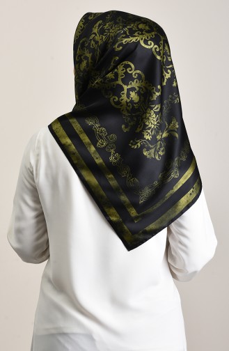 Patterned Rayon Scarf Black Green 90643-10