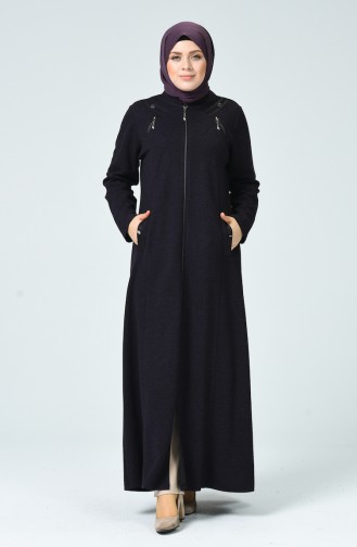 Abaya Hivernal à Fermeture Grande Taille 0226-03 Pourpre 0226-03