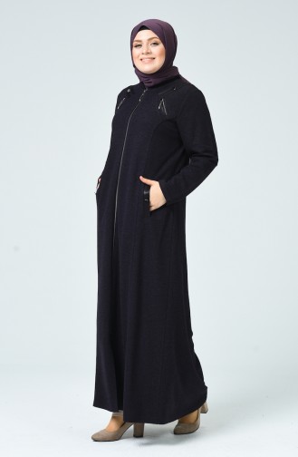 Abaya Hivernal à Fermeture Grande Taille 0226-03 Pourpre 0226-03