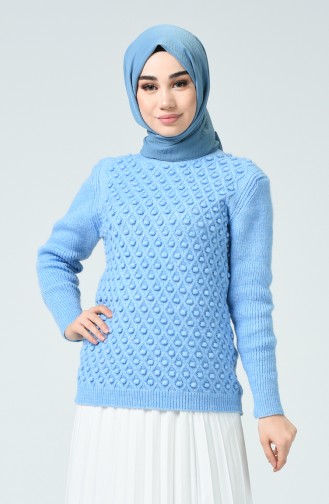 Triko Kısa Kazak 7053-01 Mavi