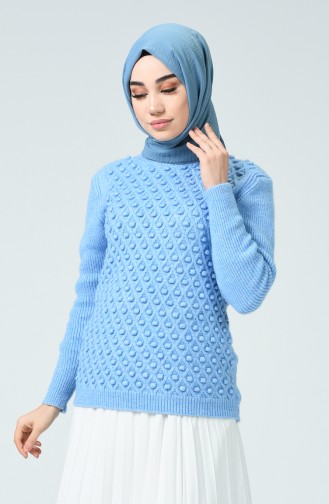 Triko Kısa Kazak 7053-01 Mavi