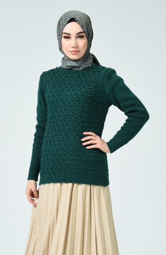 Triko Kısa Kazak 7053-10 Zümrüt Yeşili