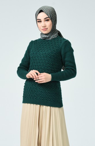 Triko Kısa Kazak 7053-10 Zümrüt Yeşili