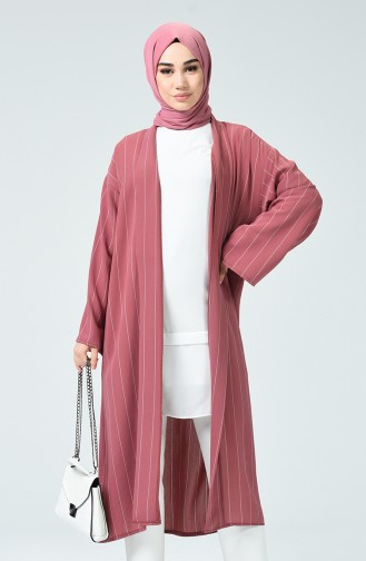 Kimono à Rayures 1001-01 Rose Pâle 1001-01