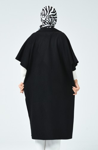 Half Sleeve Felt Poncho Black 5015-01