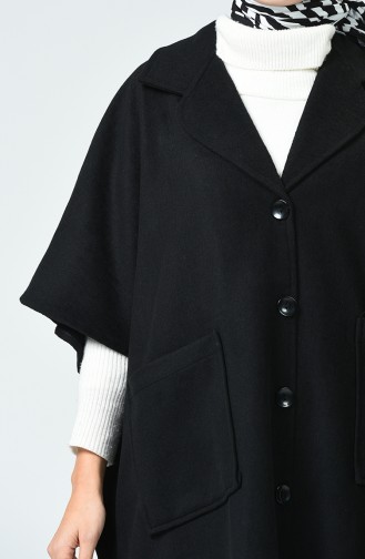 Half Sleeve Felt Poncho Black 5015-01