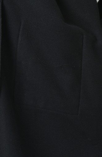 معطف جوخ أكمام قصيرة أسود 5015-01