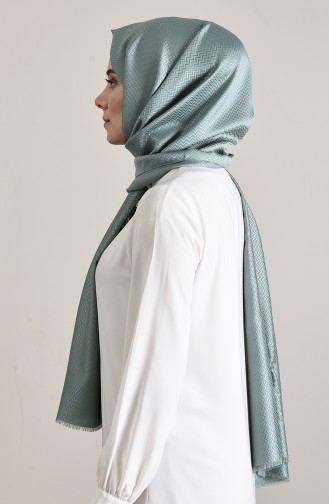 Zigzag Patterned Cotton Shawl Almond green 13156-17