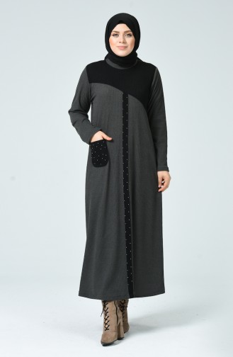 Khaki Hijab Kleider 1247-01