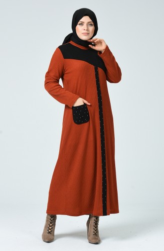 Brick Red Hijab Dress 1247-06