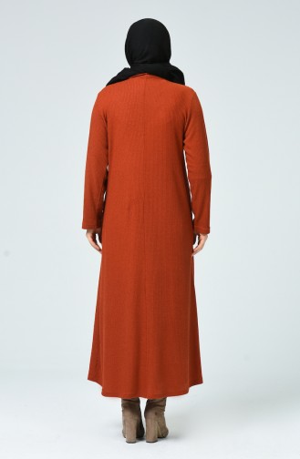 Ziegelrot Hijab Kleider 1247-06