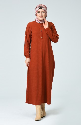 Brick Red Hijab Dress 1251-02