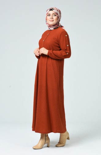 Brick Red Hijab Dress 1251-02