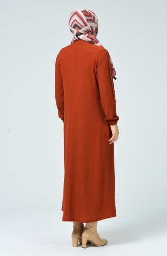 Brick Red Hijab Dress 1251-02