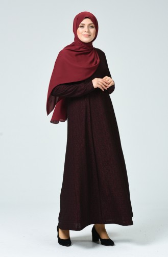 Weinrot Hijab Kleider 0027-01