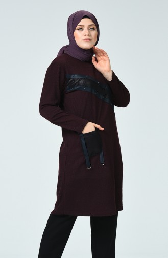 Tunique à Détail Grande Taille  1256-05 Plum 1256-05