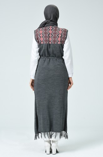 Triko Cepli Uzun Yelek 1334-03 Gri