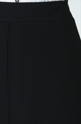 Grosse Grösse klassischer Rock mit Schlitz Detail 0565-01 Schwarz 0565-01
