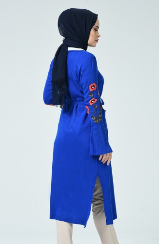 Gilet Tricot à Manches Brodée 3010-05 Bleu Roi 3010-05