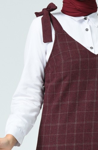 Robe Gilet à Motifs Carreaux 3121-02 Bordeaux 3121-02